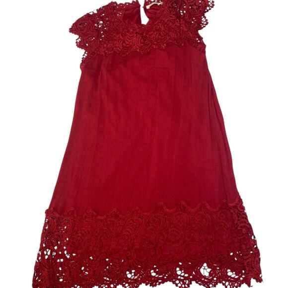 Andree By Unit Red Boho Lacy dress style#91256 - Picture 1 of 5